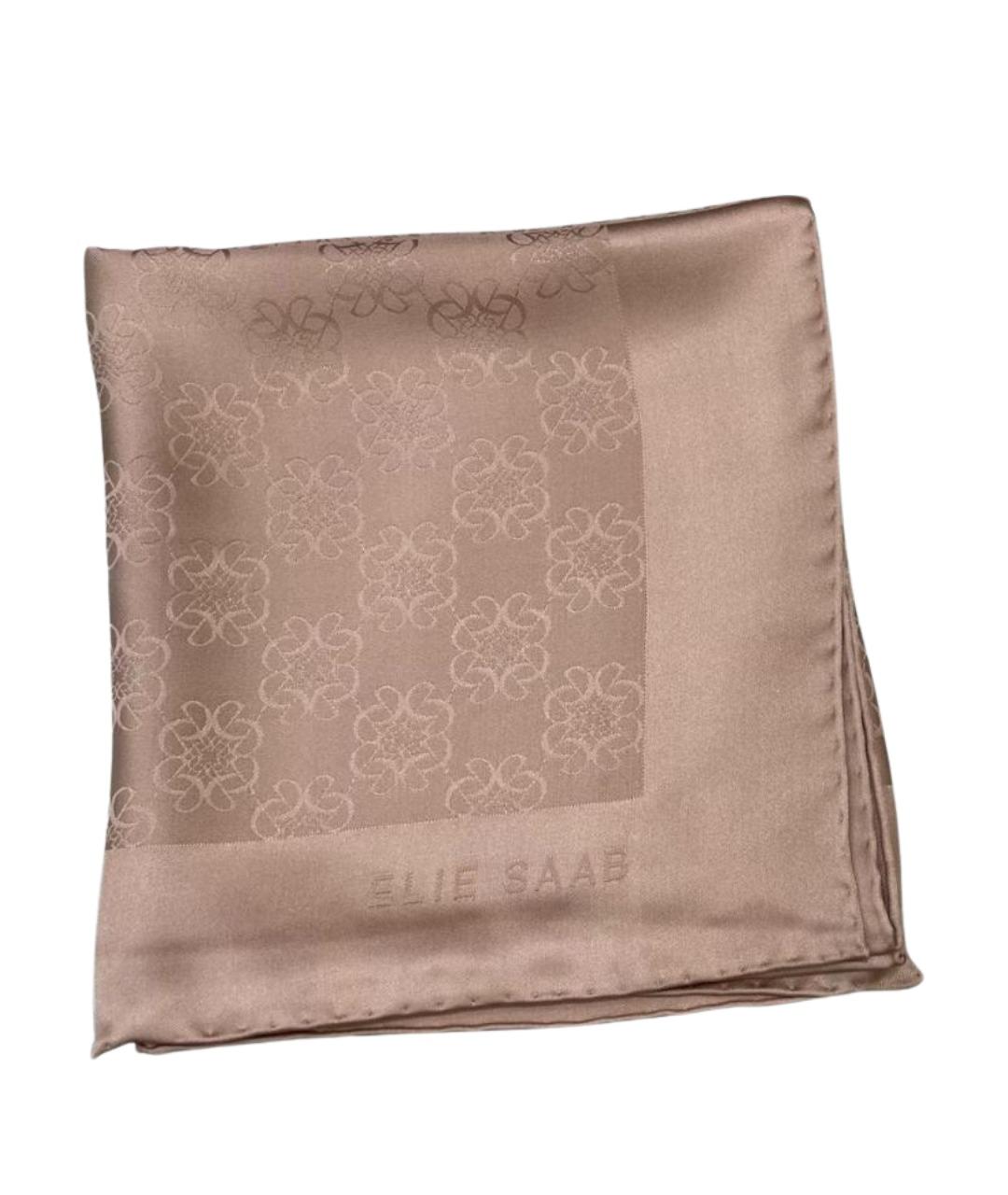 ELIE SAAB Бежевый шелковый платок, фото 1