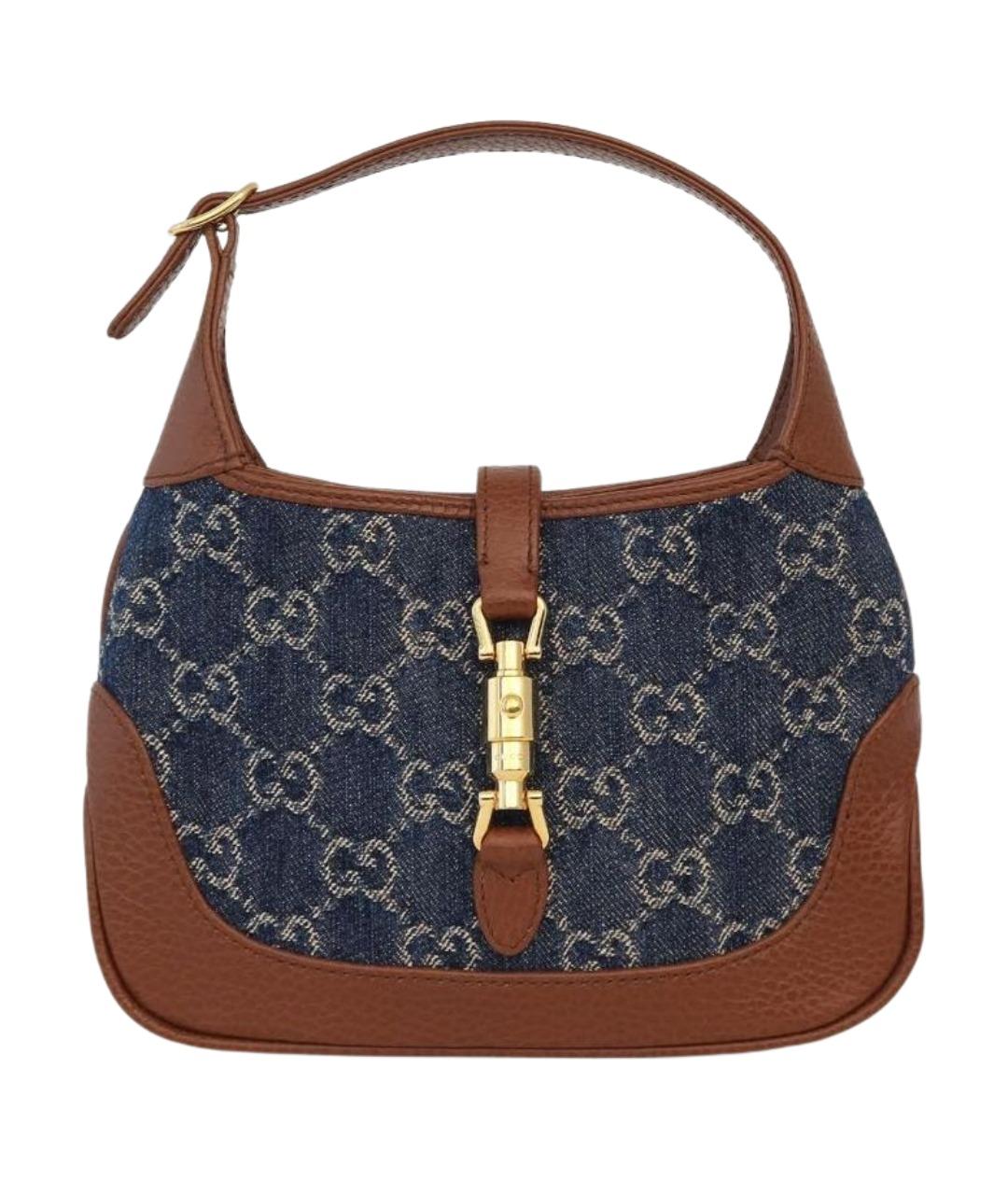 GUCCI Коричневая деним сумка с короткими ручками, фото 1