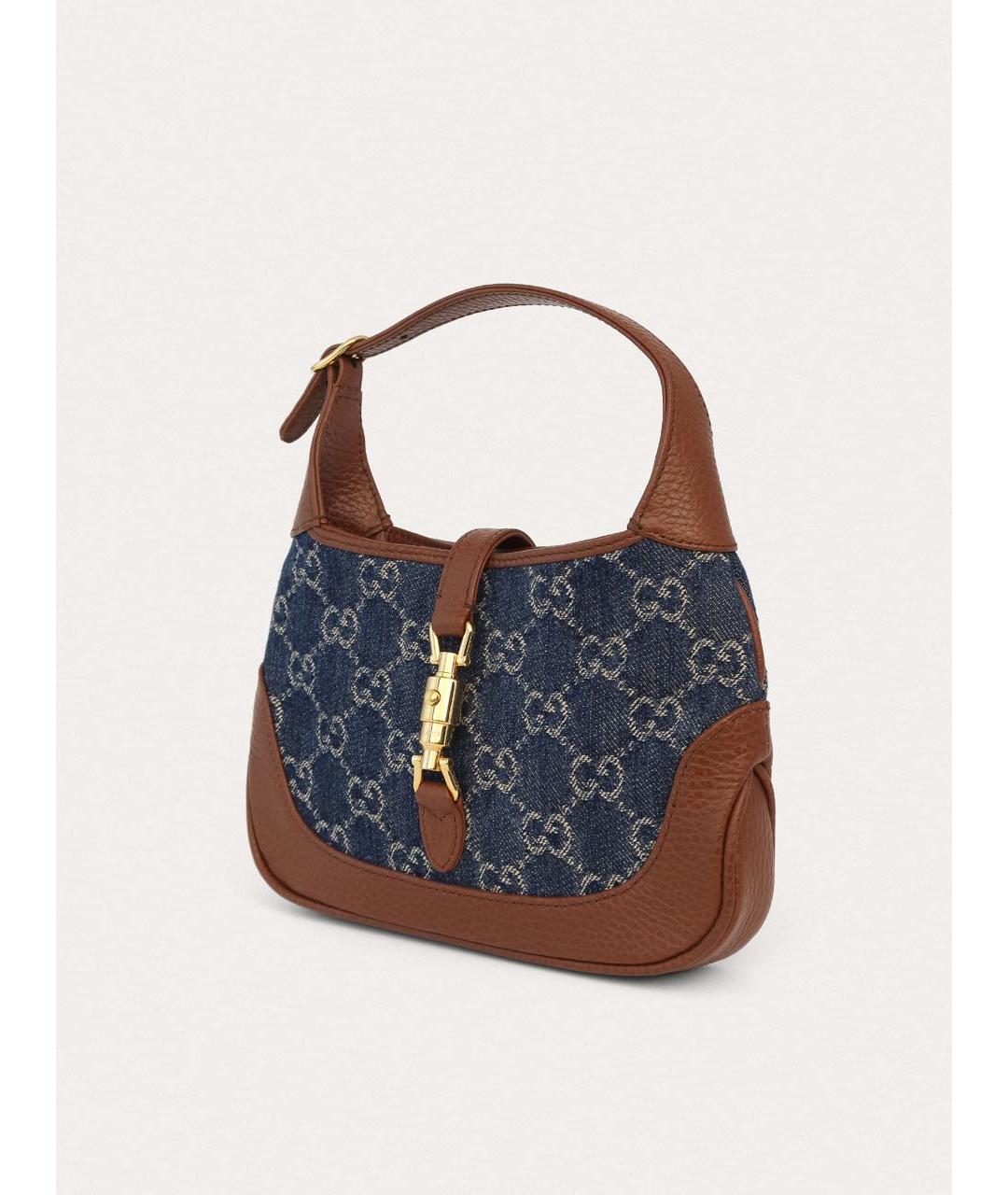 GUCCI Коричневая деним сумка с короткими ручками, фото 2