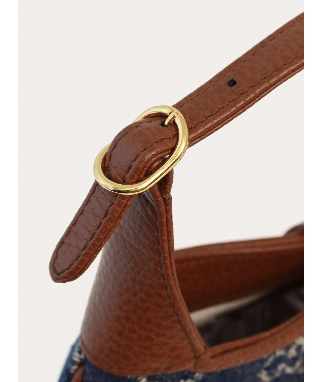 GUCCI Коричневая деним сумка с короткими ручками, фото 5