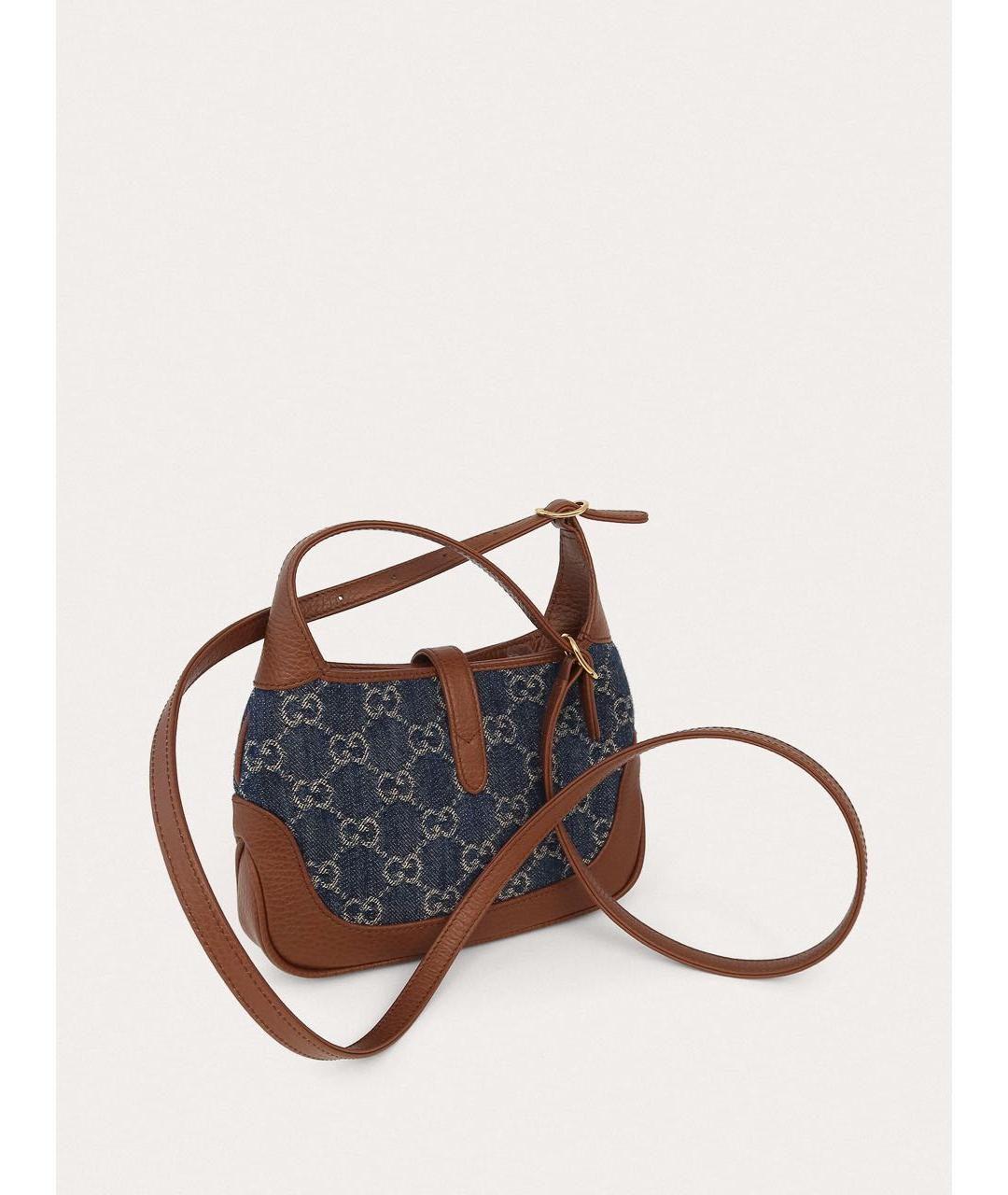 GUCCI Коричневая деним сумка с короткими ручками, фото 3