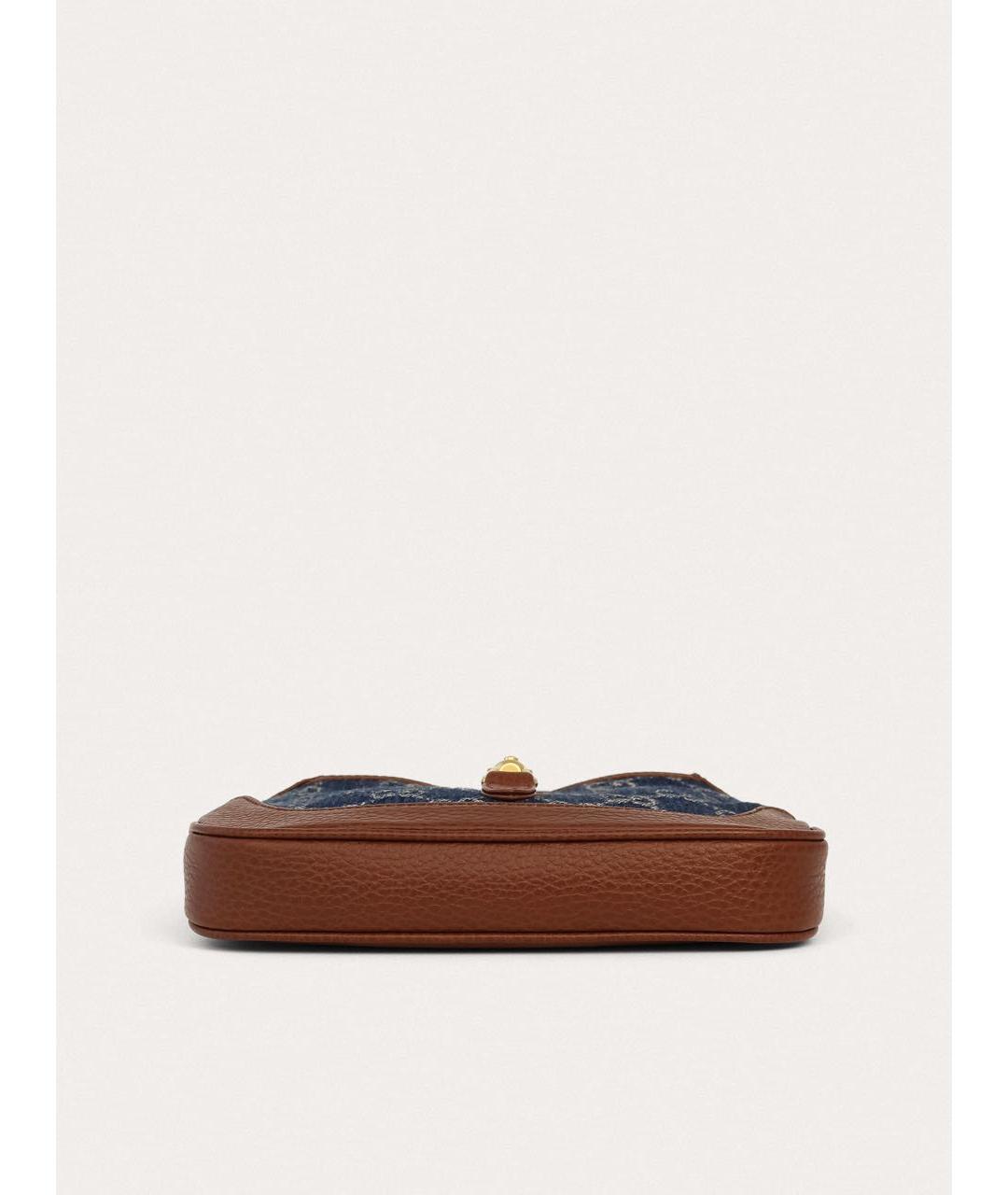 GUCCI Коричневая деним сумка с короткими ручками, фото 4