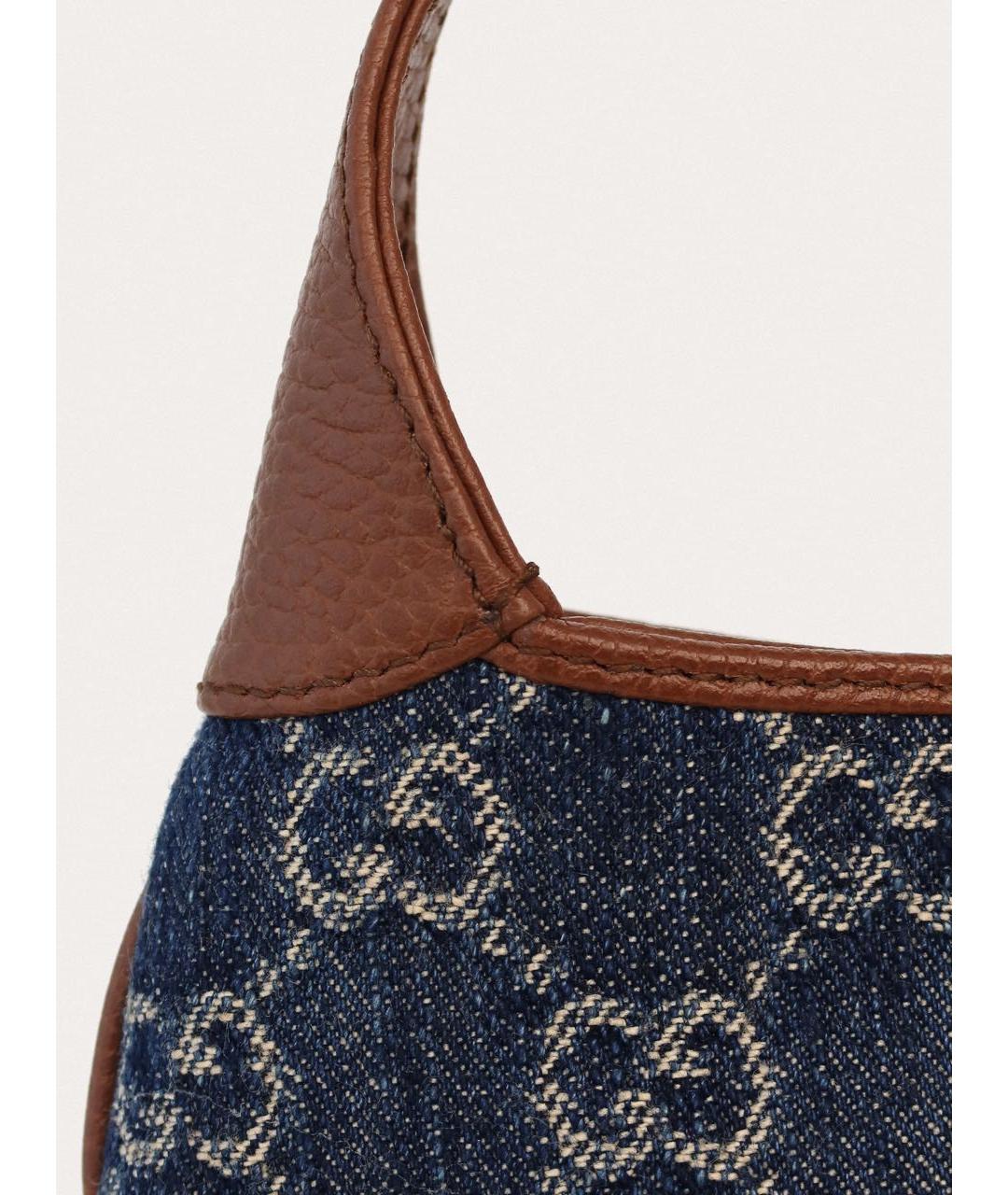 GUCCI Коричневая деним сумка с короткими ручками, фото 6