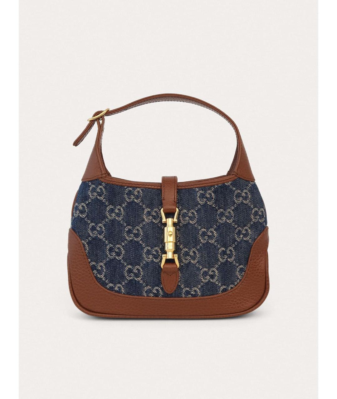 GUCCI Коричневая деним сумка с короткими ручками, фото 8