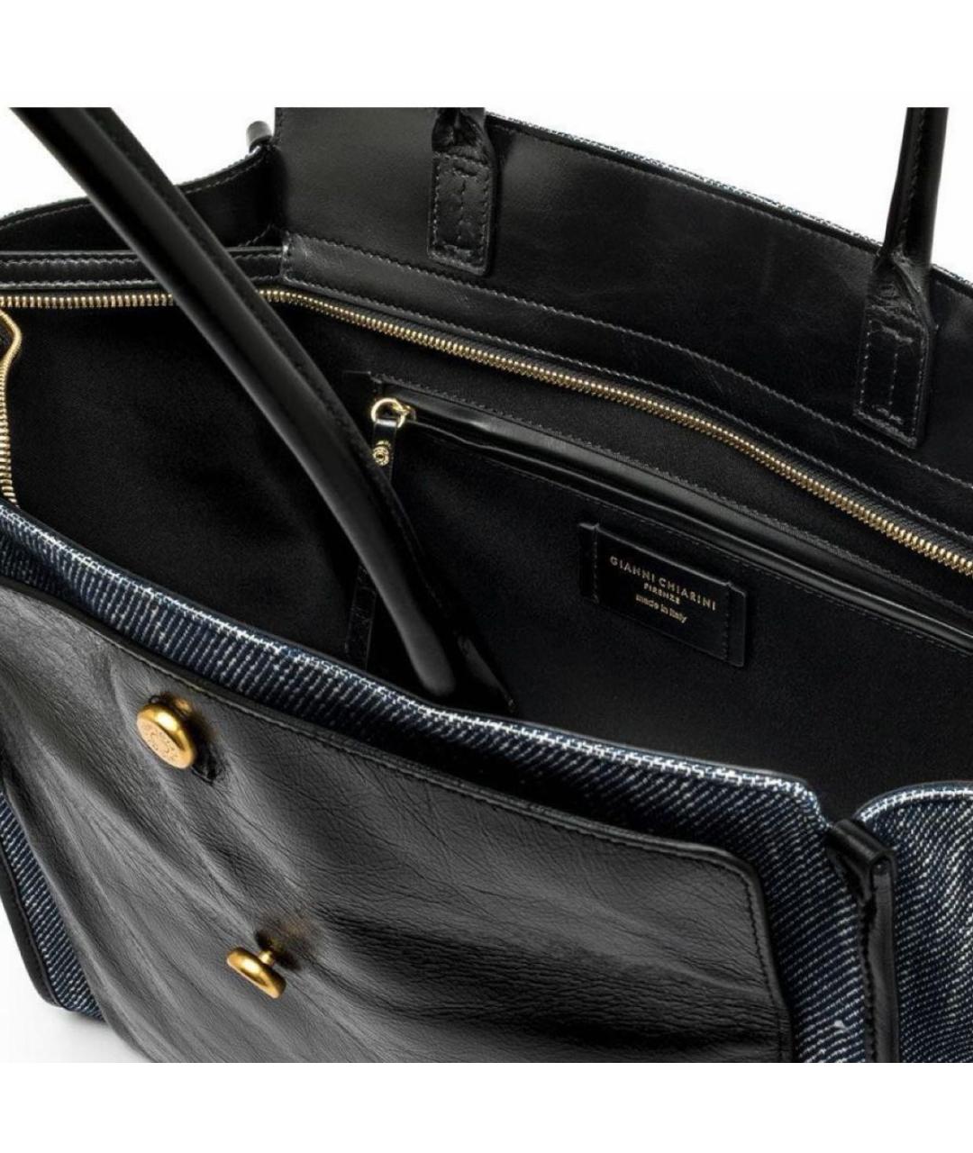 Gianni Chiarini Темно-синяя кожаная сумка тоут, фото 4