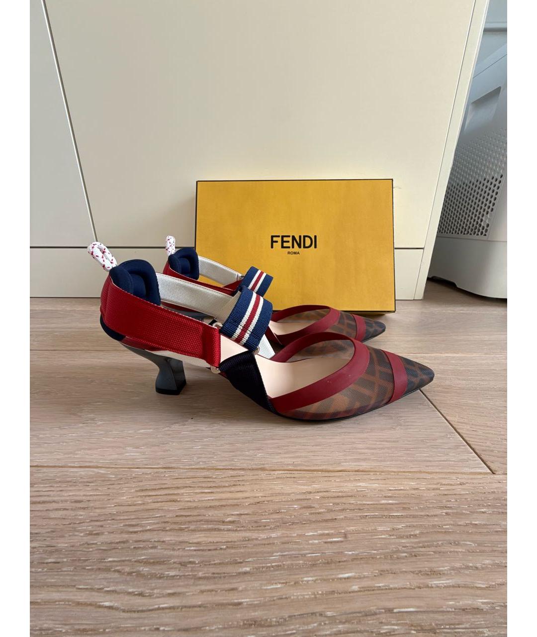 FENDI Мульти синтетические лодочки на низком каблуке, фото 7