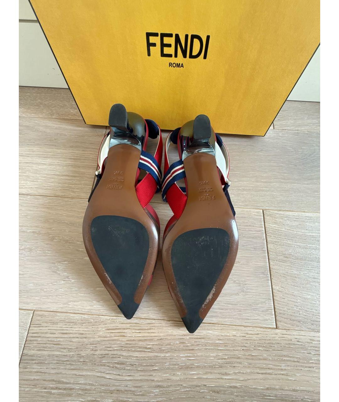 FENDI Мульти синтетические лодочки на низком каблуке, фото 5