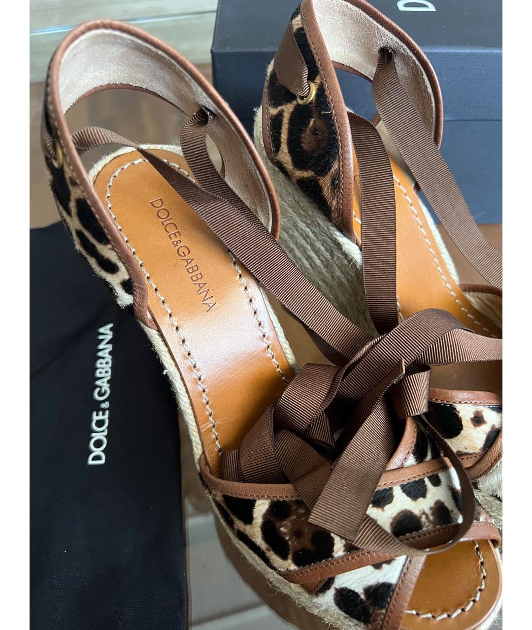 DOLCE&GABBANA Коричневые босоножки из экзотической кожи, фото 5