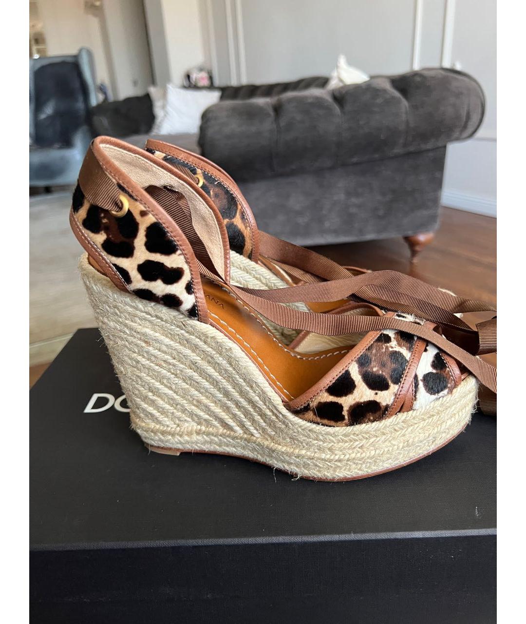 DOLCE&GABBANA Коричневые босоножки из экзотической кожи, фото 7
