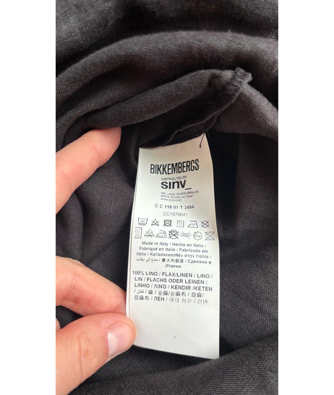 BIKKEMBERGS Черная льняная кэжуал рубашка, фото 5