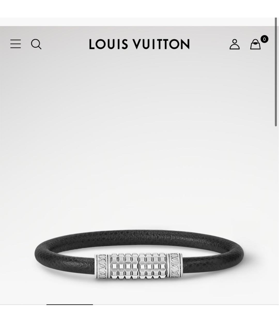 LOUIS VUITTON Черный кожаный браслет, фото 5