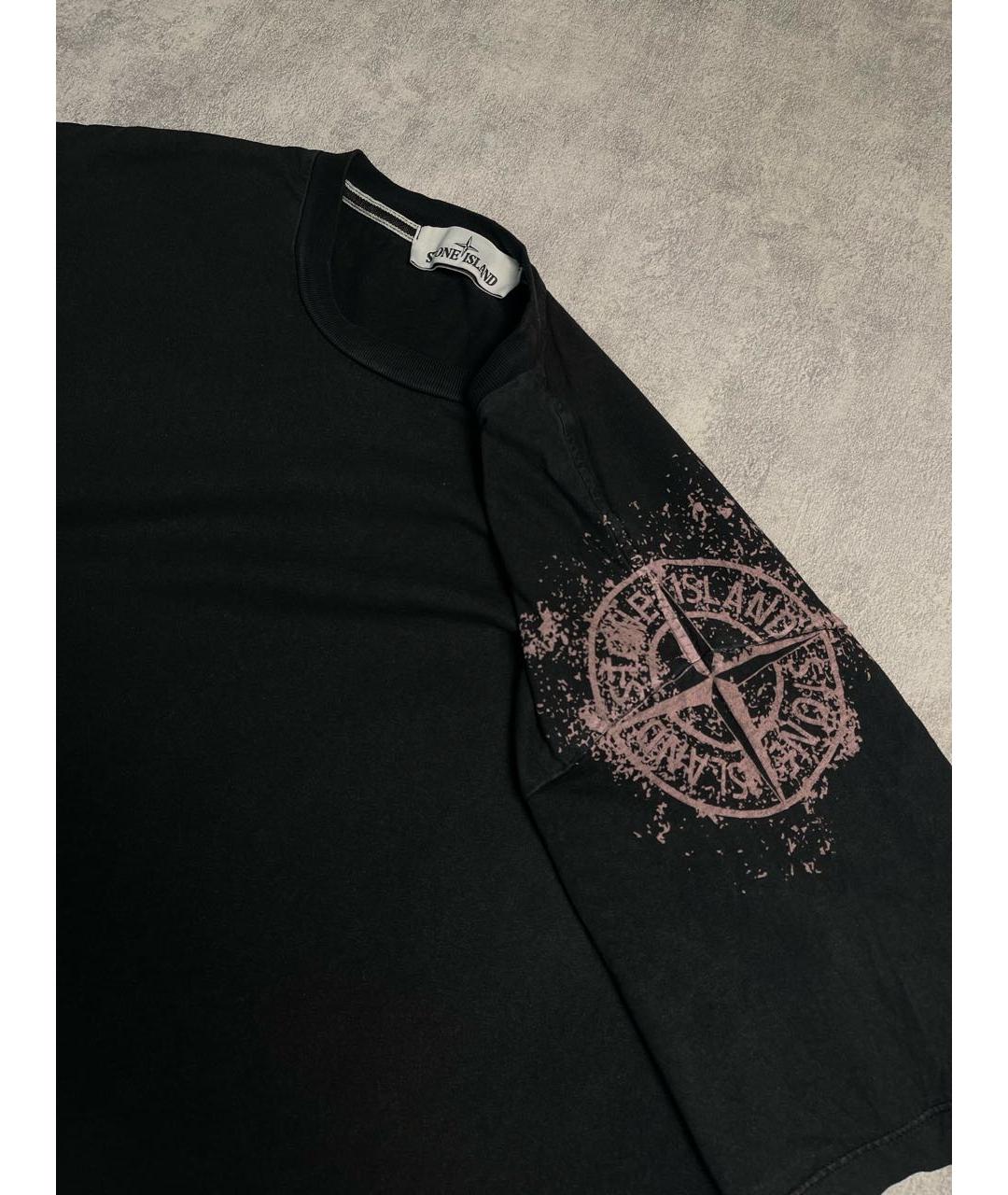 STONE ISLAND Черная хлопковая футболка, фото 3