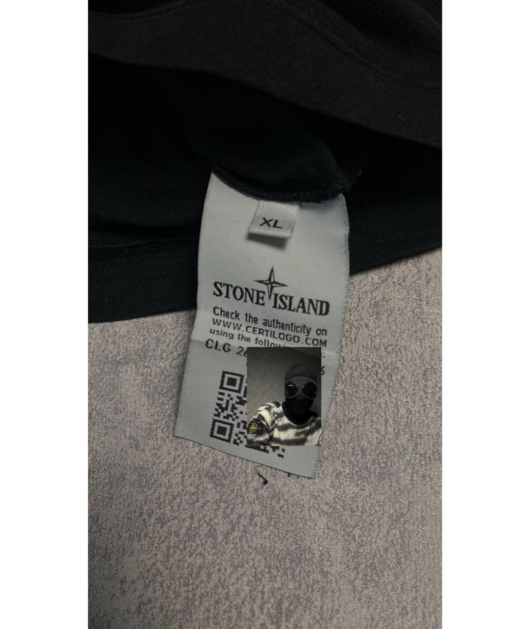STONE ISLAND Черная хлопковая футболка, фото 4