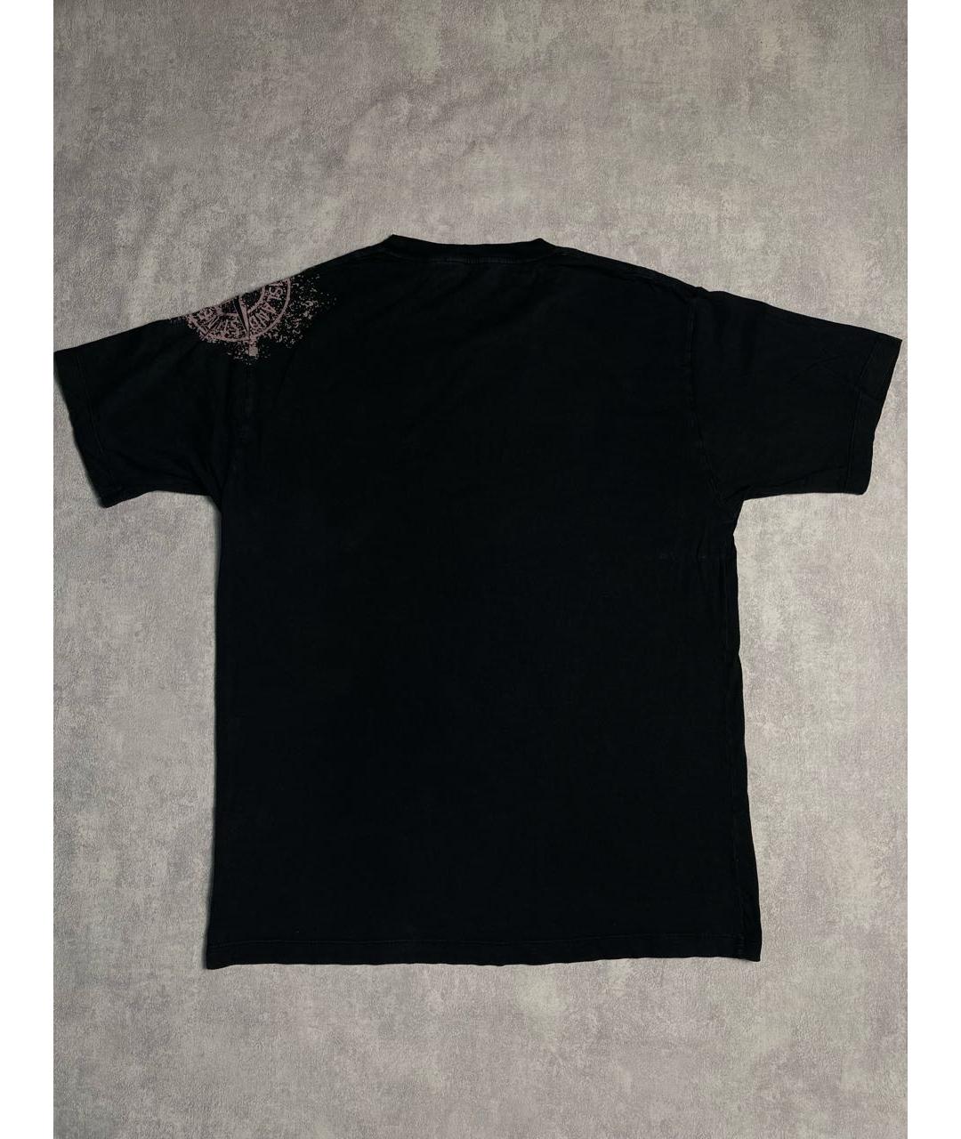 STONE ISLAND Черная хлопковая футболка, фото 2