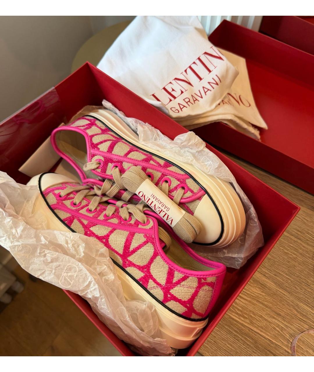 VALENTINO Розовые текстильные кеды, фото 3