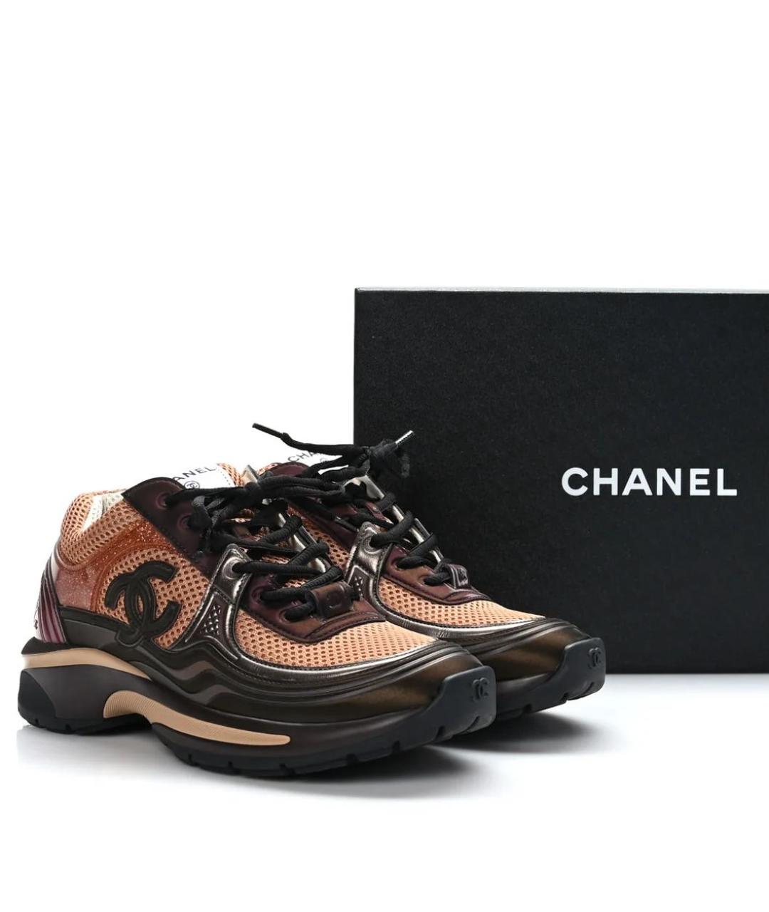CHANEL Оранжевые текстильные кроссовки, фото 2