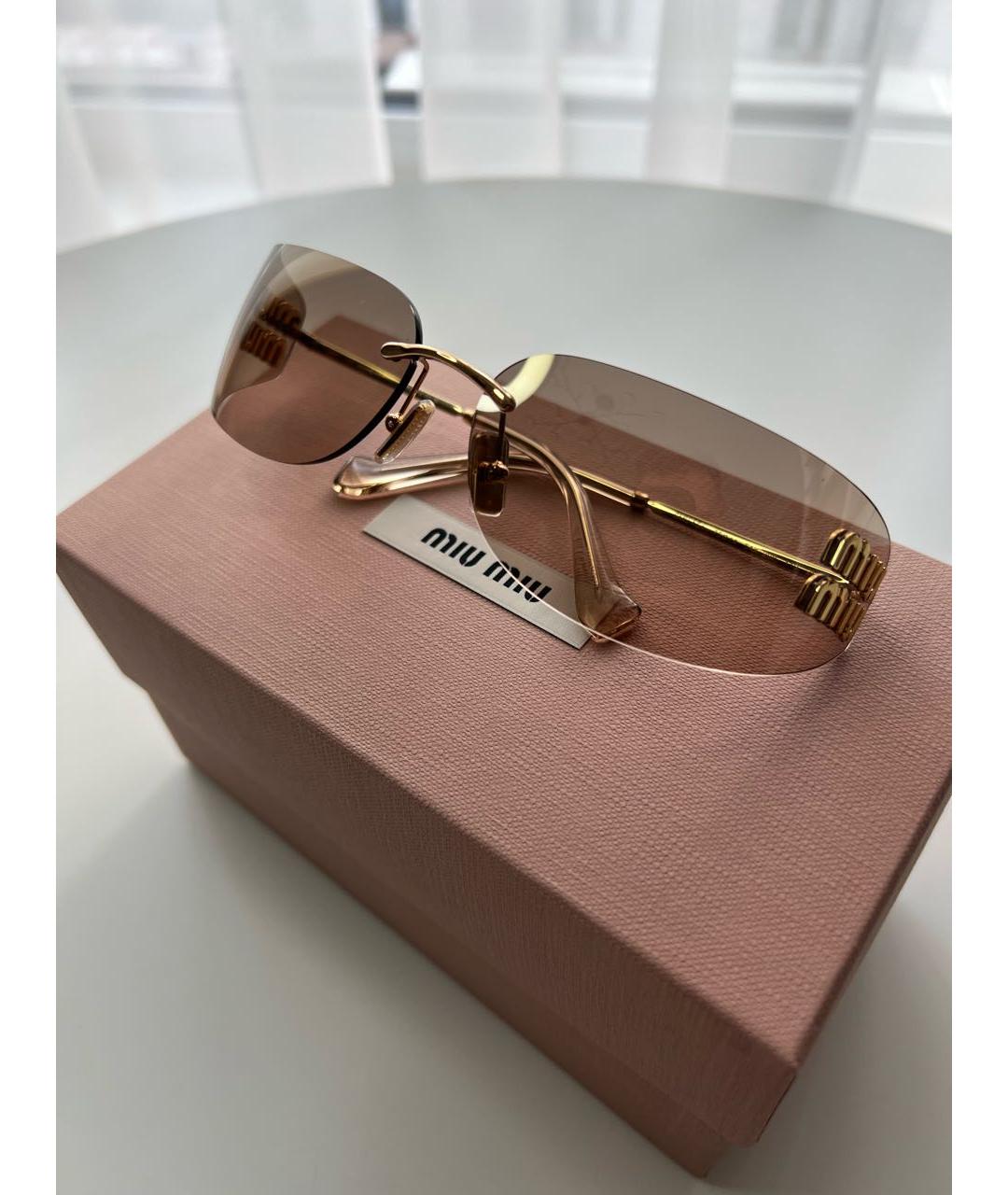 MIU MIU Коричневые металлические солнцезащитные очки, фото 4