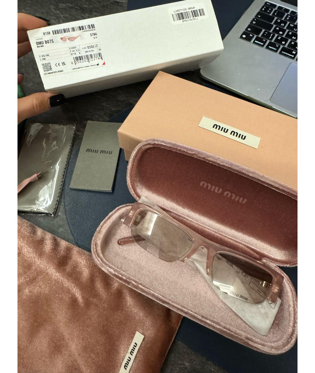 MIU MIU Розовые пластиковые солнцезащитные очки, фото 3