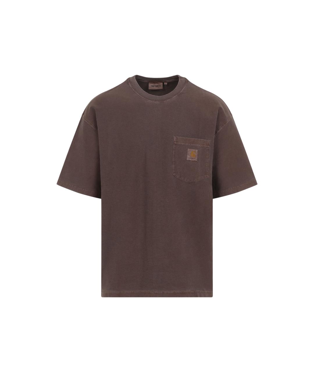 CARHARTT WIP Коричневая хлопковая футболка, фото 1