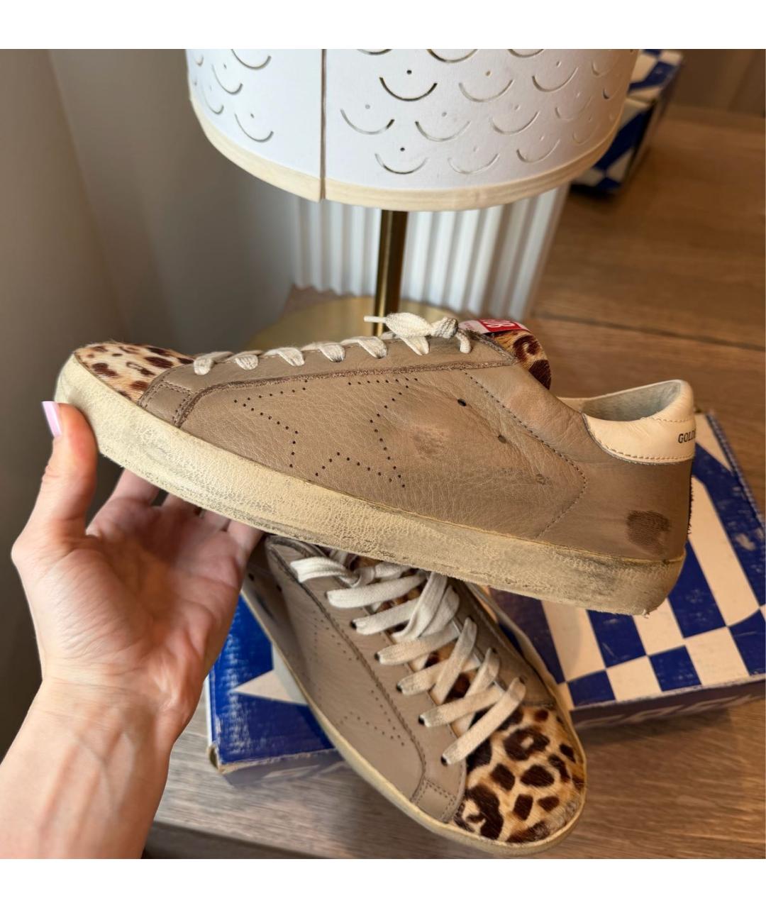 GOLDEN GOOSE DELUXE BRAND Бежевые кожаные кеды, фото 4