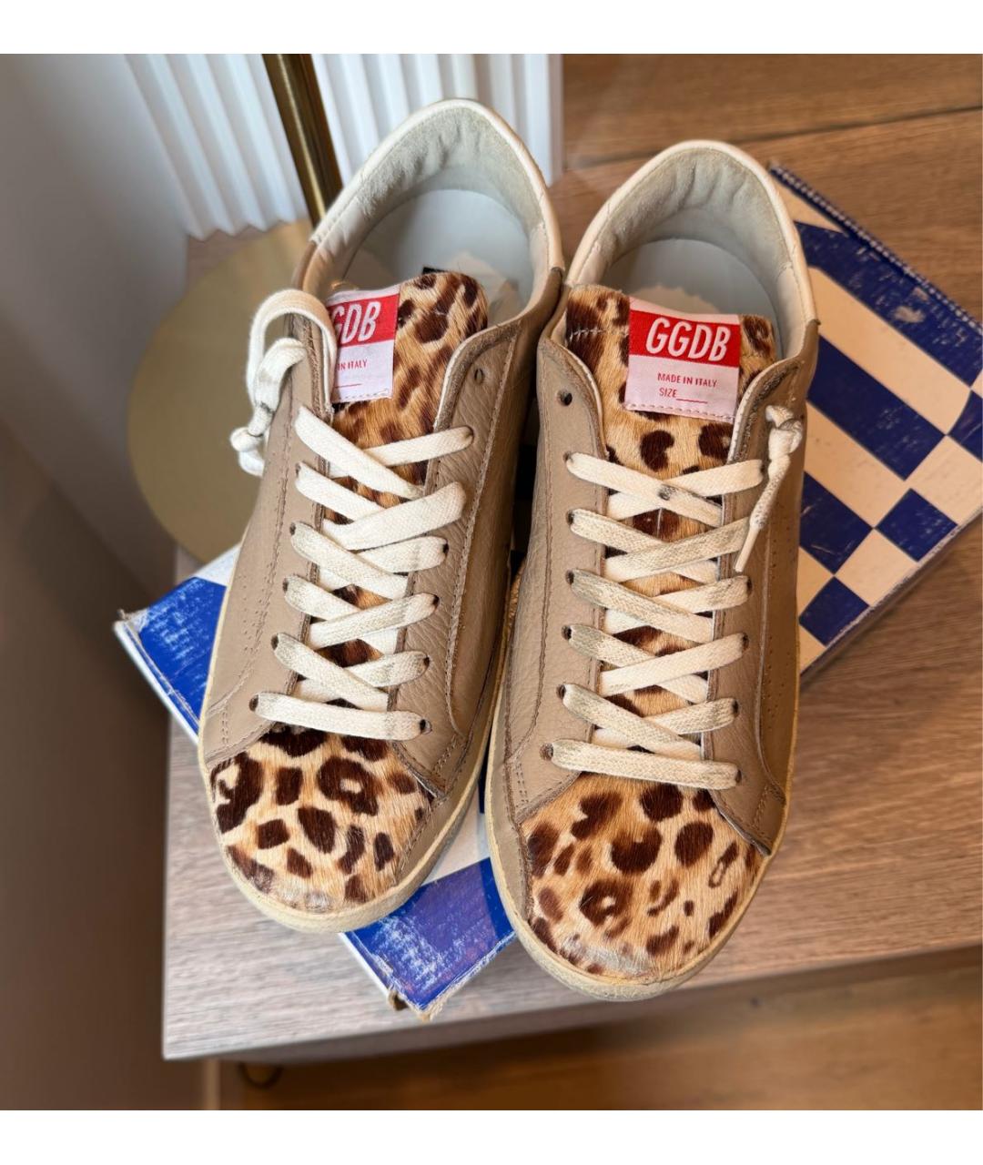 GOLDEN GOOSE DELUXE BRAND Бежевые кожаные кеды, фото 2