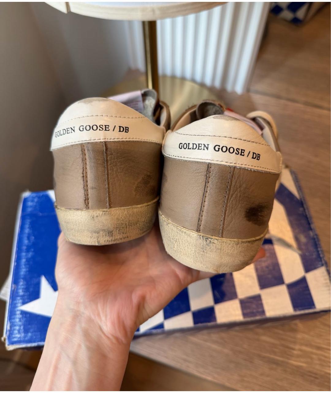 GOLDEN GOOSE DELUXE BRAND Бежевые кожаные кеды, фото 5