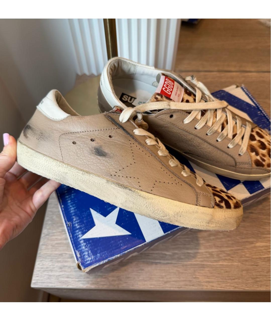 GOLDEN GOOSE DELUXE BRAND Бежевые кожаные кеды, фото 3