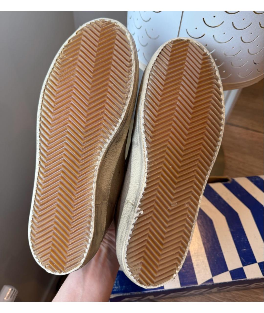 GOLDEN GOOSE DELUXE BRAND Бежевые кожаные кеды, фото 6