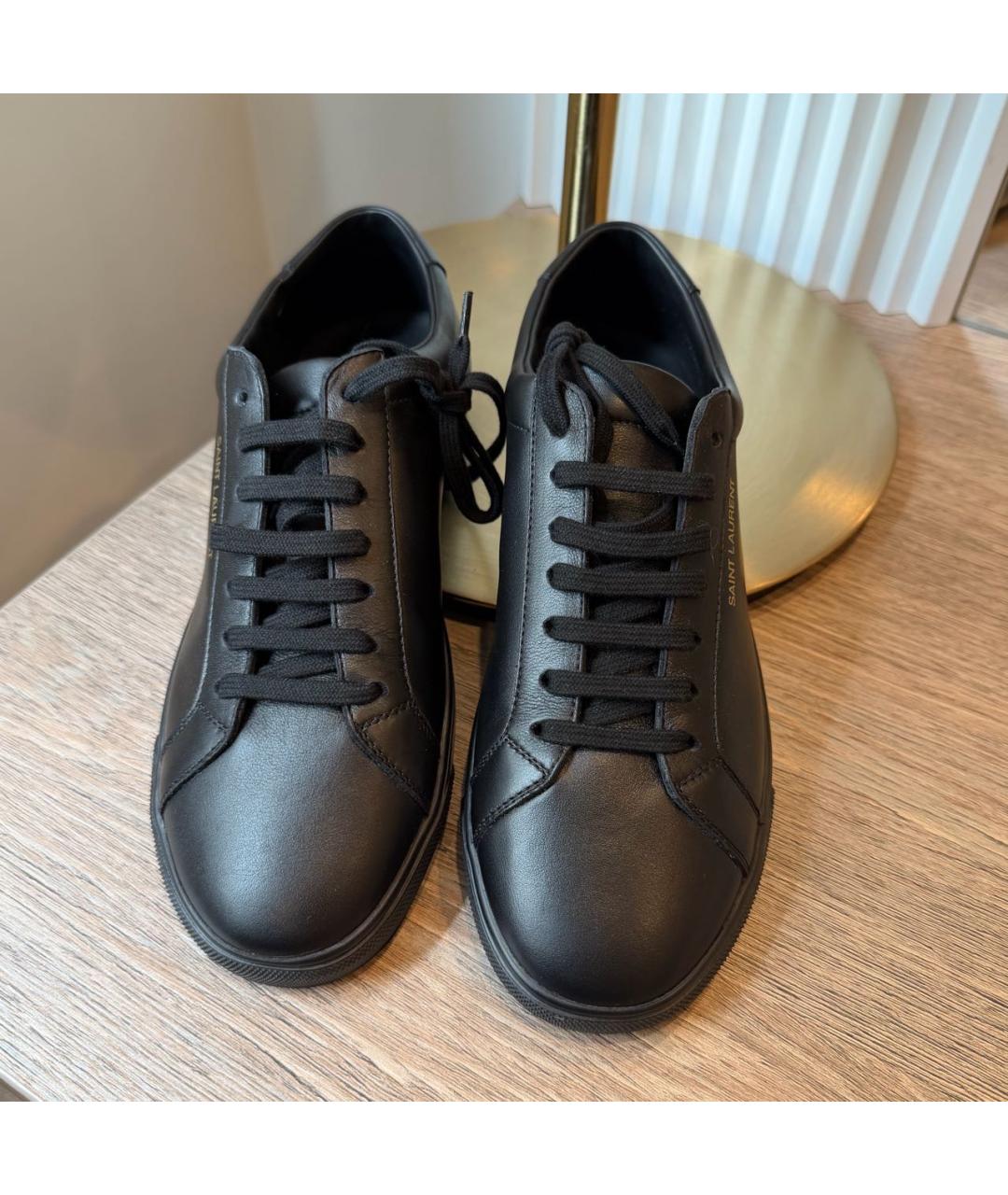 SAINT LAURENT Черные кожаные кеды, фото 2