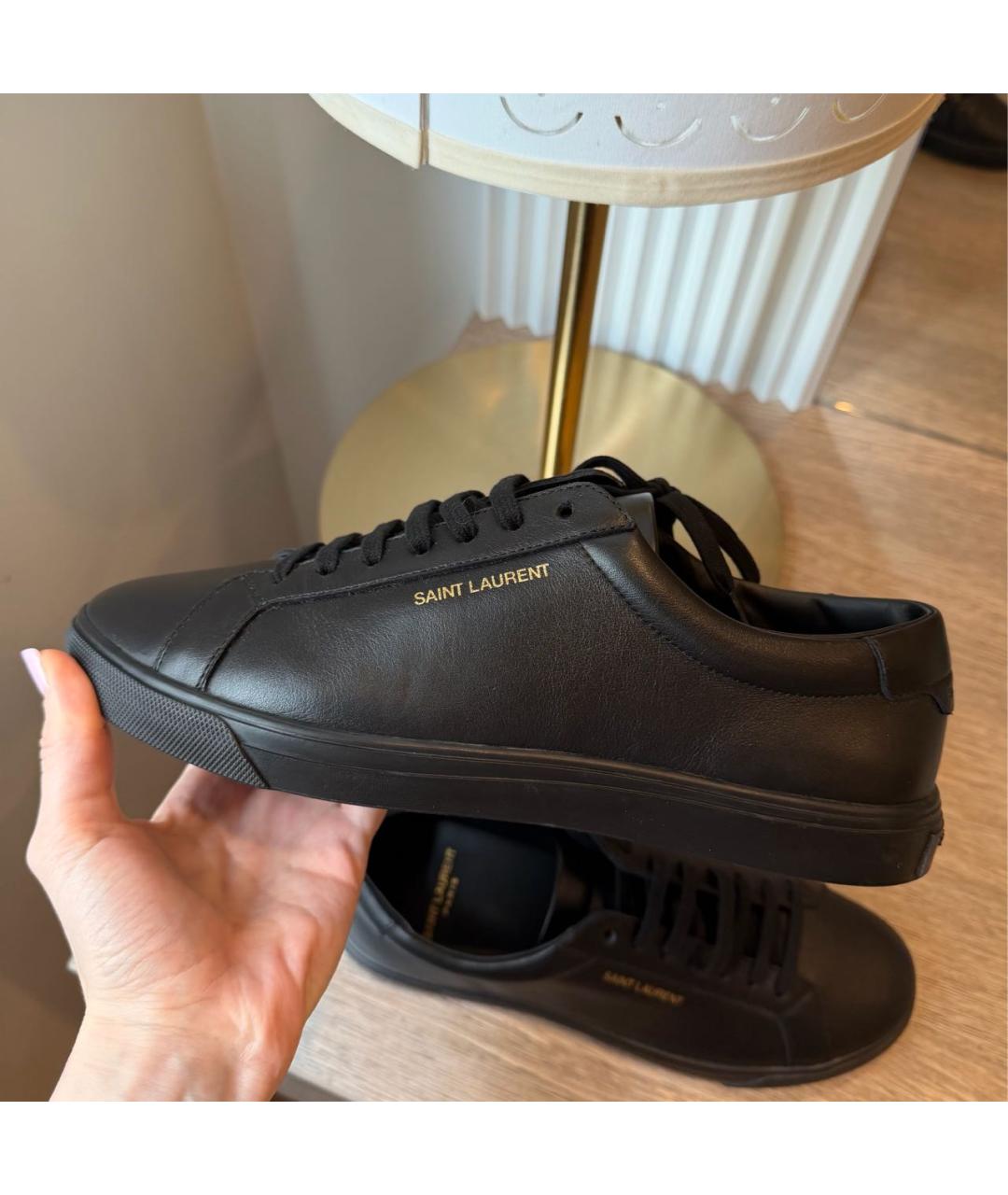 SAINT LAURENT Черные кожаные кеды, фото 3