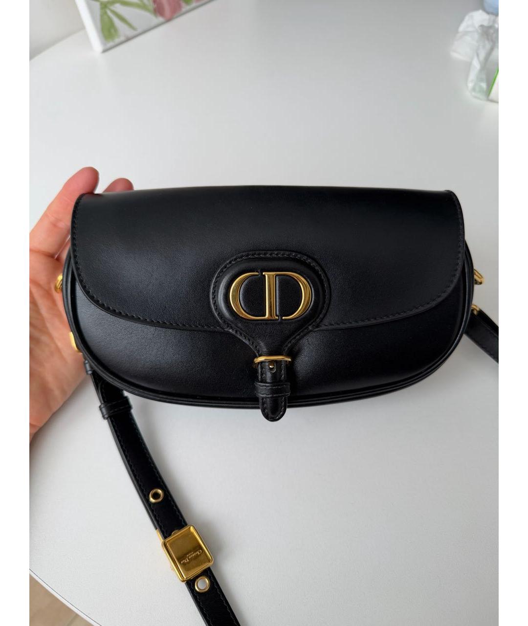 CHRISTIAN DIOR Черная кожаная сумка с короткими ручками, фото 4