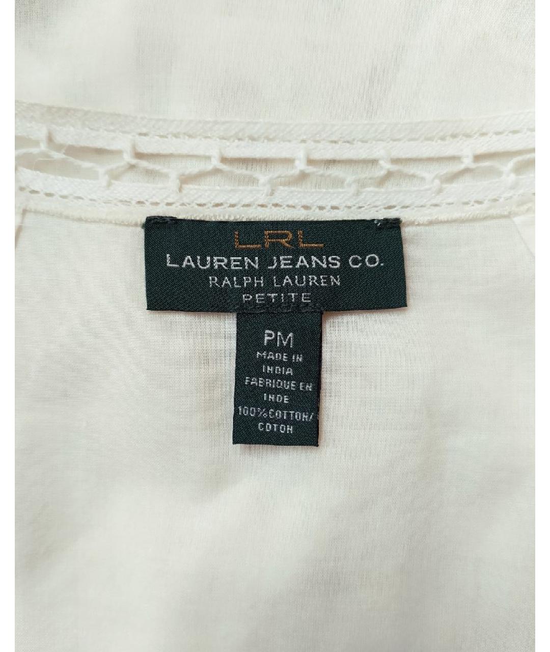 RALPH LAUREN Белая хлопковая блузы, фото 4