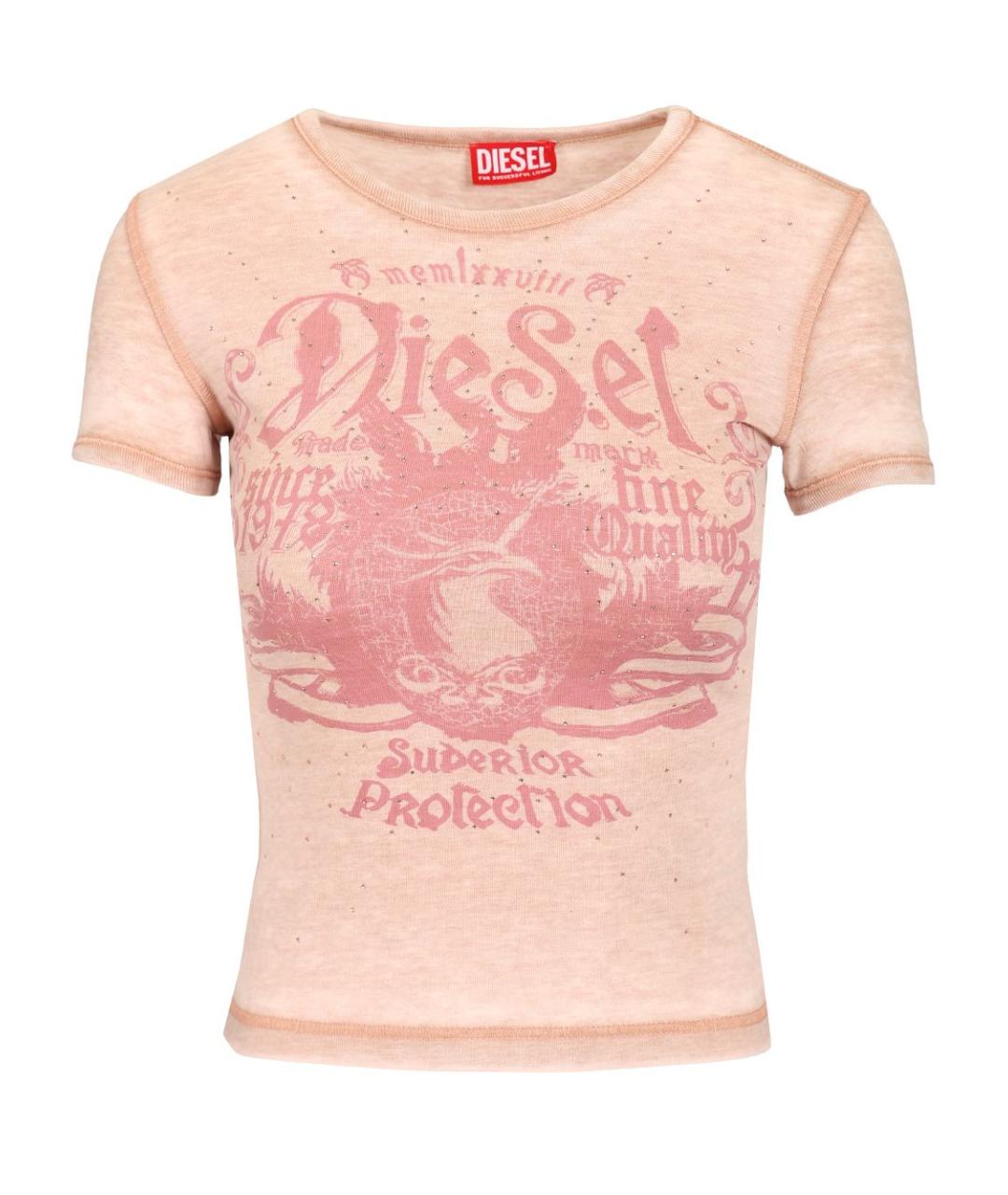 DIESEL Розовая хлопковая футболка, фото 1