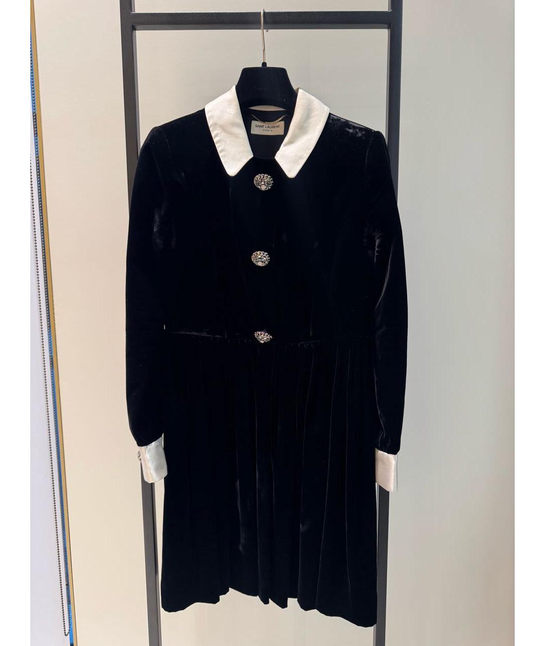 SAINT LAURENT Черное бархатное коктейльное платье, фото 7