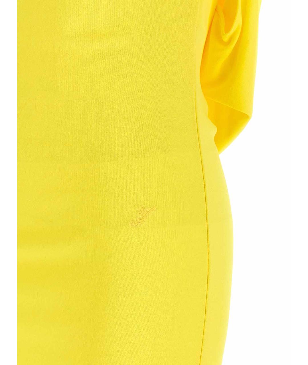 JACQUEMUS Желтое вискозное коктейльное платье, фото 4