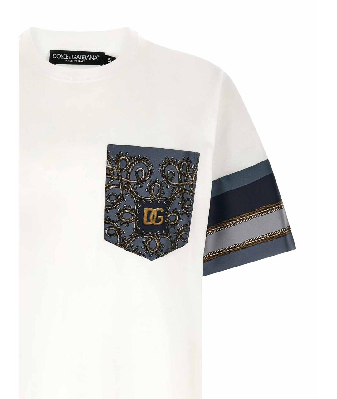 DOLCE&GABBANA Белая хлопковая футболка, фото 3