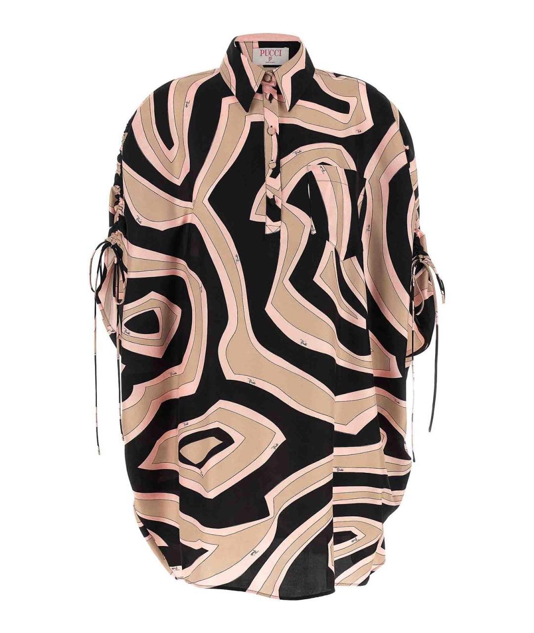 EMILIO PUCCI Бежевое шелковое повседневное платье, фото 1