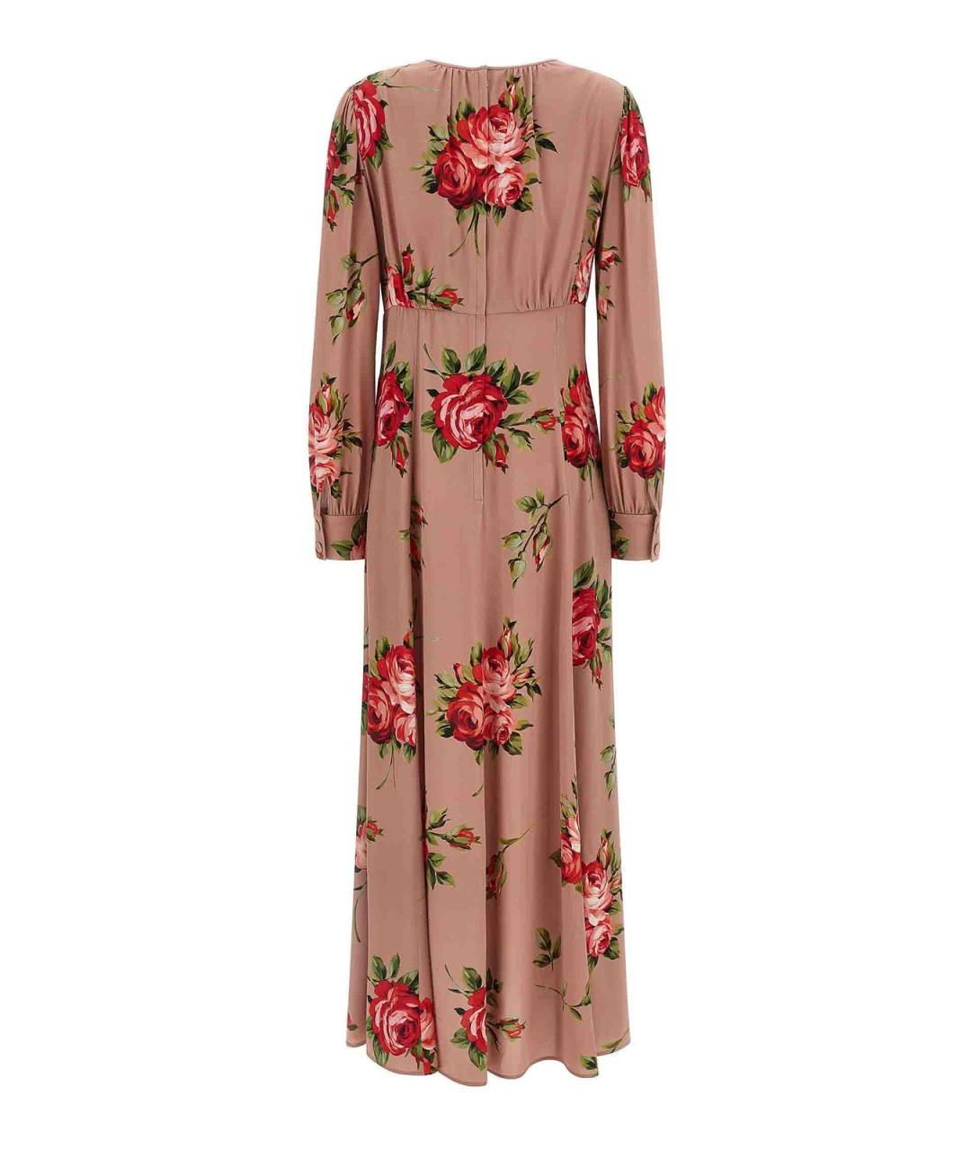 DOLCE&GABBANA Бежевое шелковое повседневное платье, фото 2