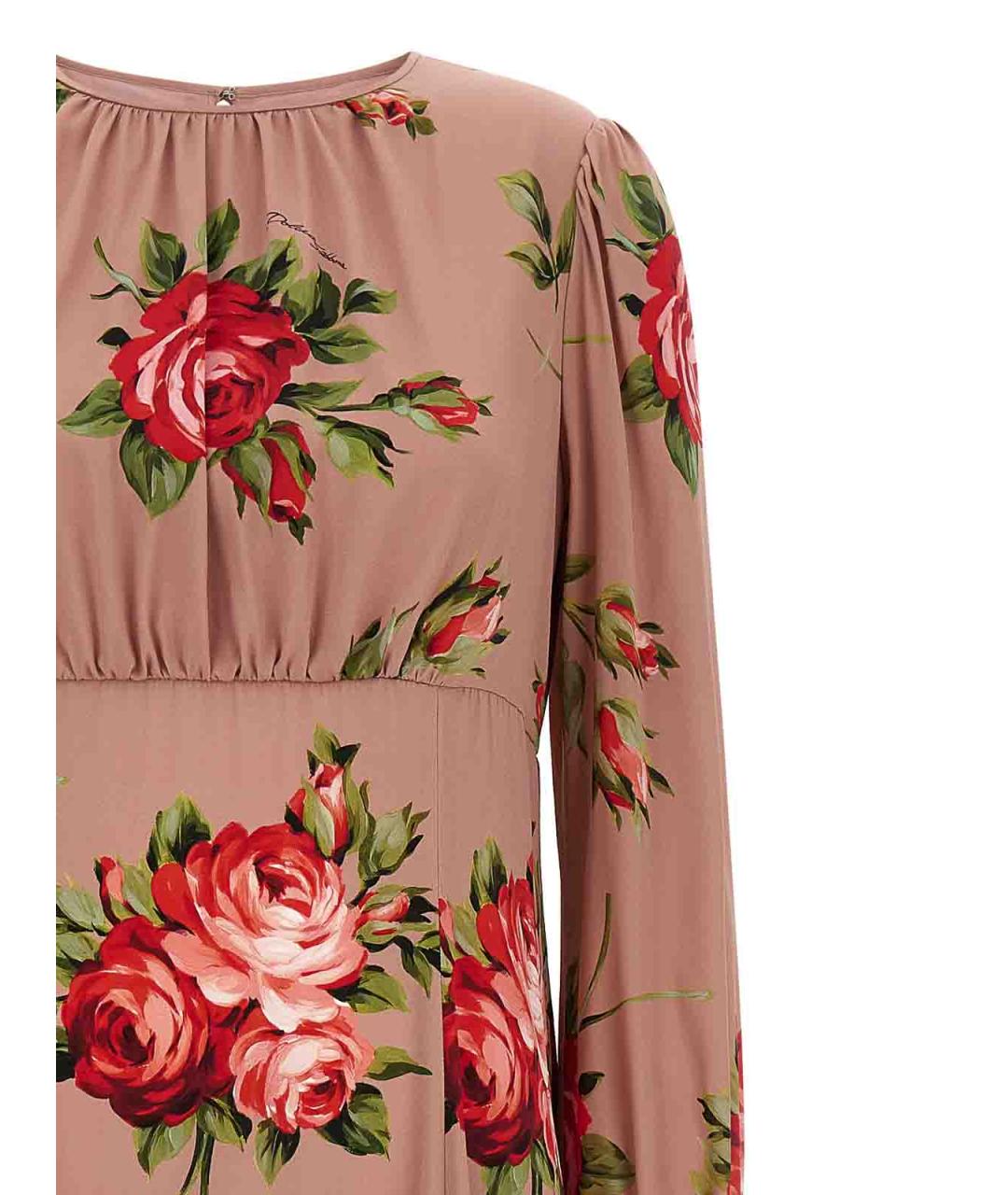 DOLCE&GABBANA Бежевое шелковое повседневное платье, фото 3