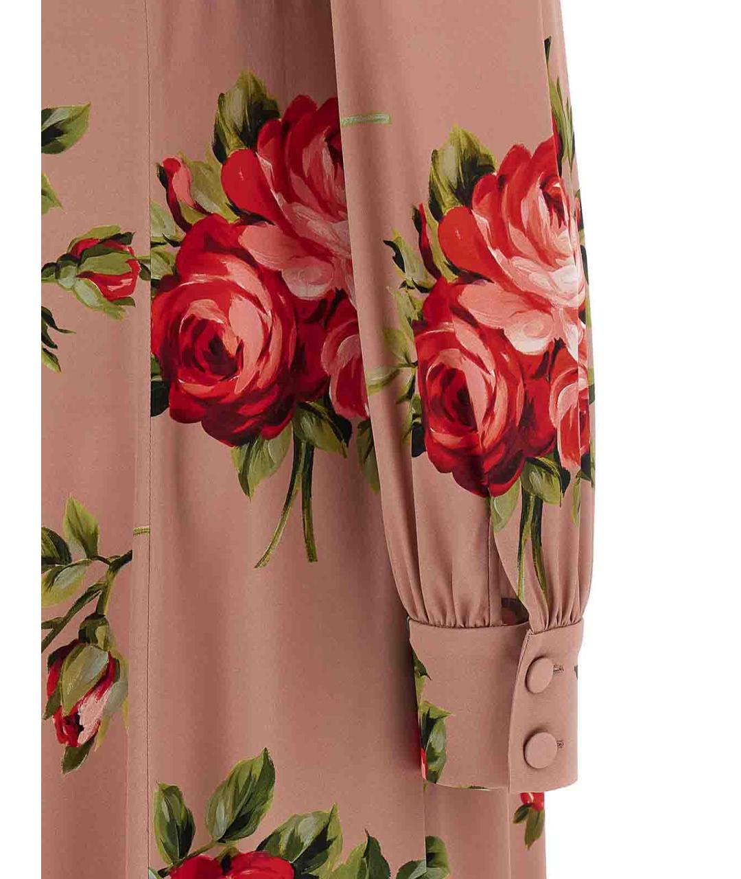 DOLCE&GABBANA Бежевое шелковое повседневное платье, фото 4