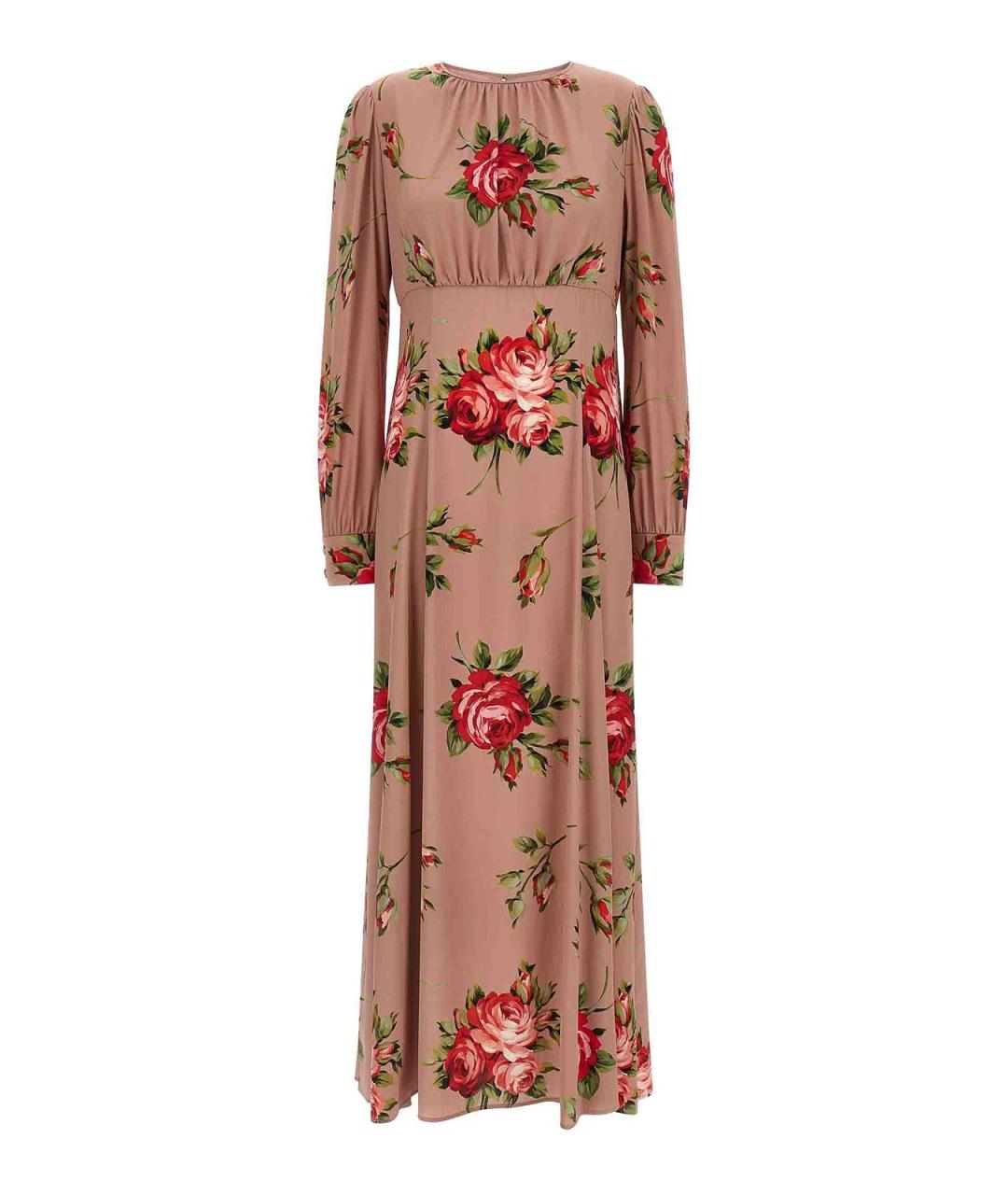 DOLCE&GABBANA Бежевое шелковое повседневное платье, фото 1