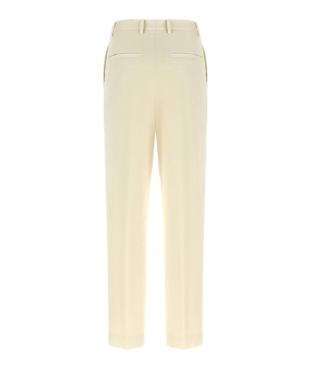 DRIES VAN NOTEN Бежевые хлопковые прямые брюки, фото 2
