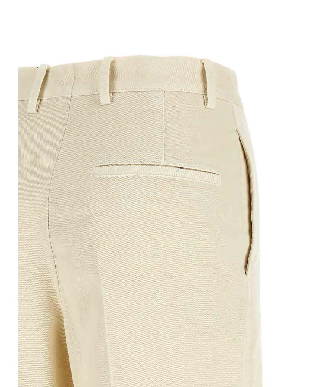 DRIES VAN NOTEN Бежевые хлопковые прямые брюки, фото 4