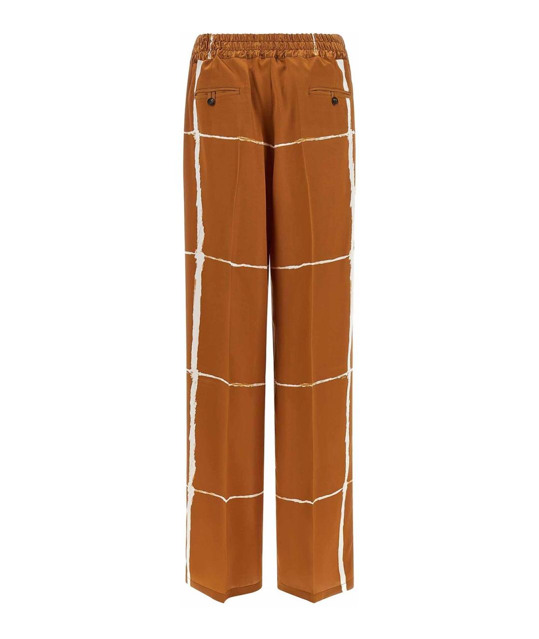 KITON Коричневые шелковые прямые брюки, фото 2