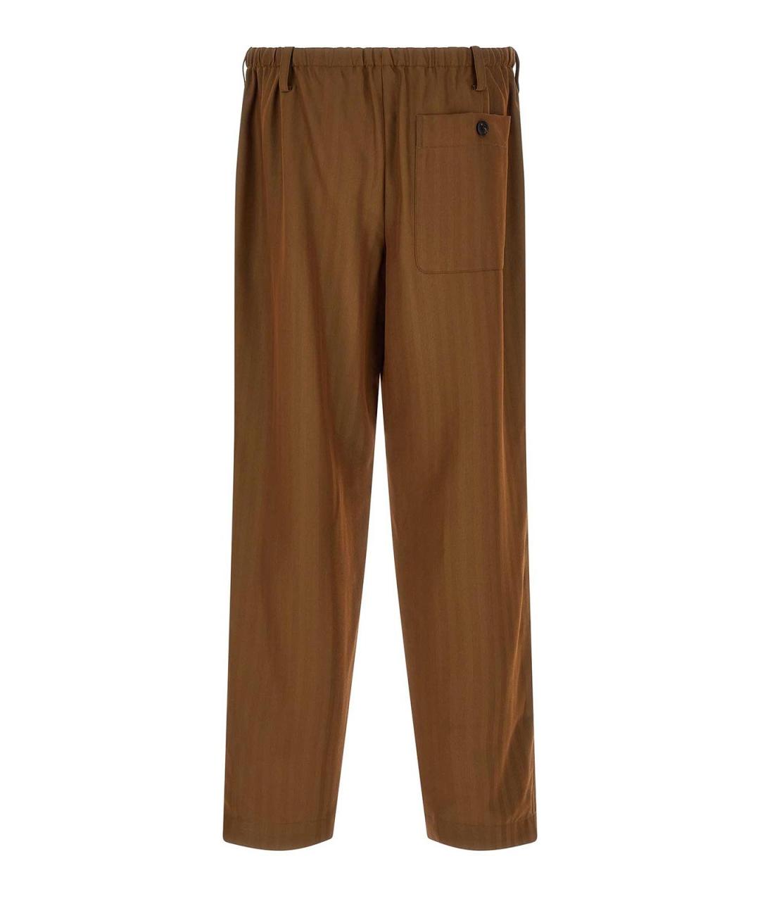 DRIES VAN NOTEN Коричневые шерстяные повседневные брюки, фото 2