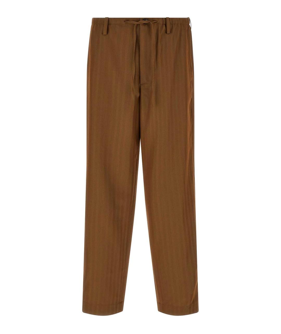 DRIES VAN NOTEN Коричневые шерстяные повседневные брюки, фото 1