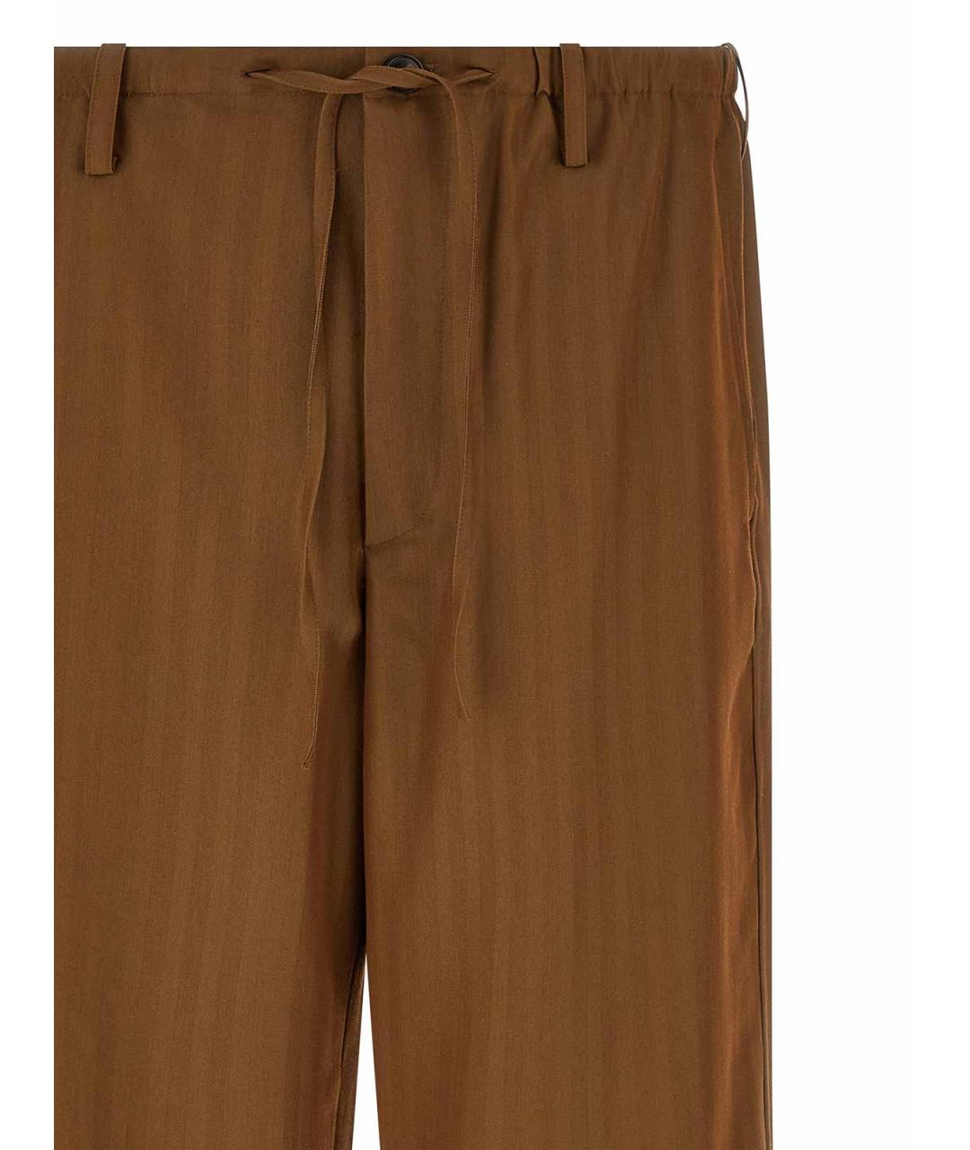 DRIES VAN NOTEN Коричневые шерстяные повседневные брюки, фото 3