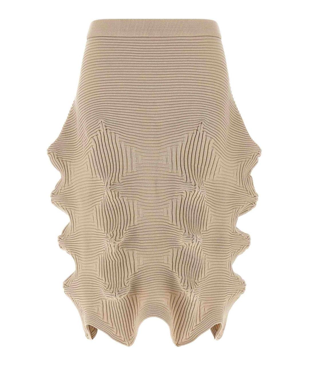 ISSEY MIYAKE Бежевая полиэстеровая юбка миди, фото 1