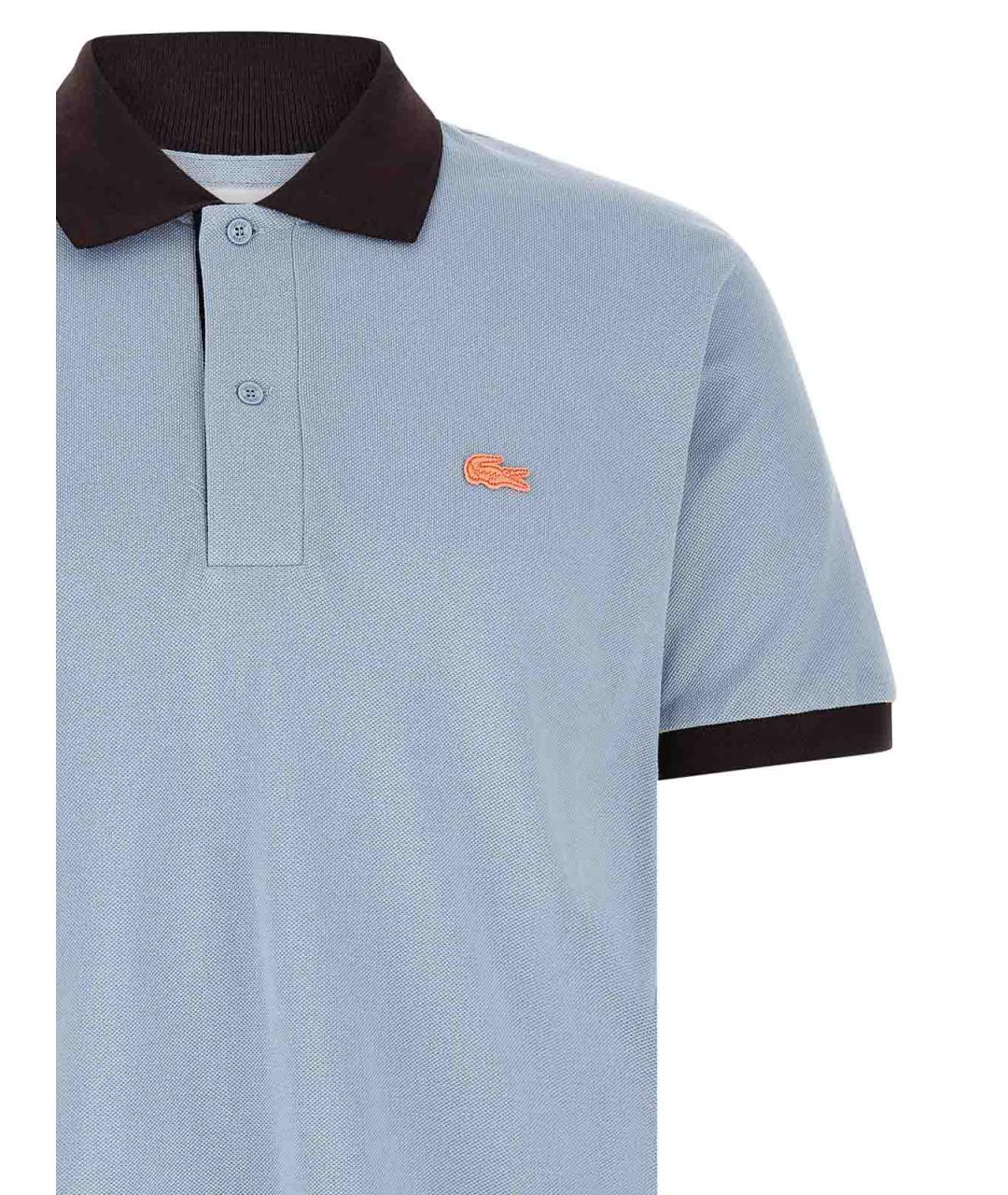 LACOSTE Голубое хлопковое поло с коротким рукавом, фото 3