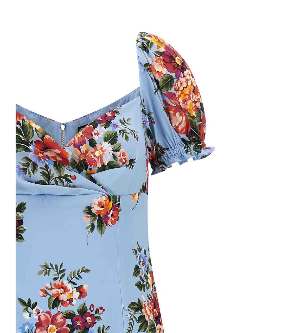 DOLCE&GABBANA Голубое шелковое повседневное платье, фото 3
